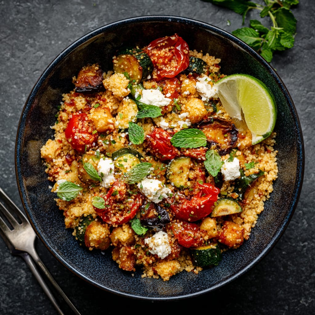 Schnelle Couscous-Gemüse-Bowl mit Feta