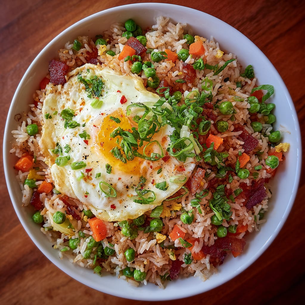 Schnelle Eier-Reis-Pfanne mit Gemüse