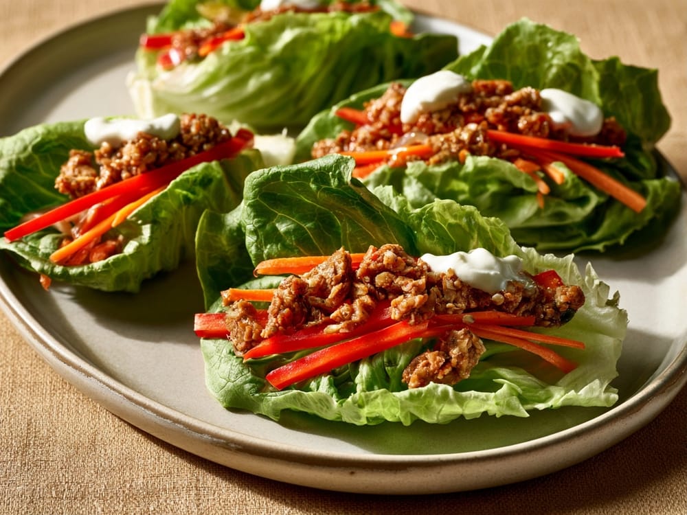 Soja-Geschnetzeltes-Salatcups mit Skyr-Dip