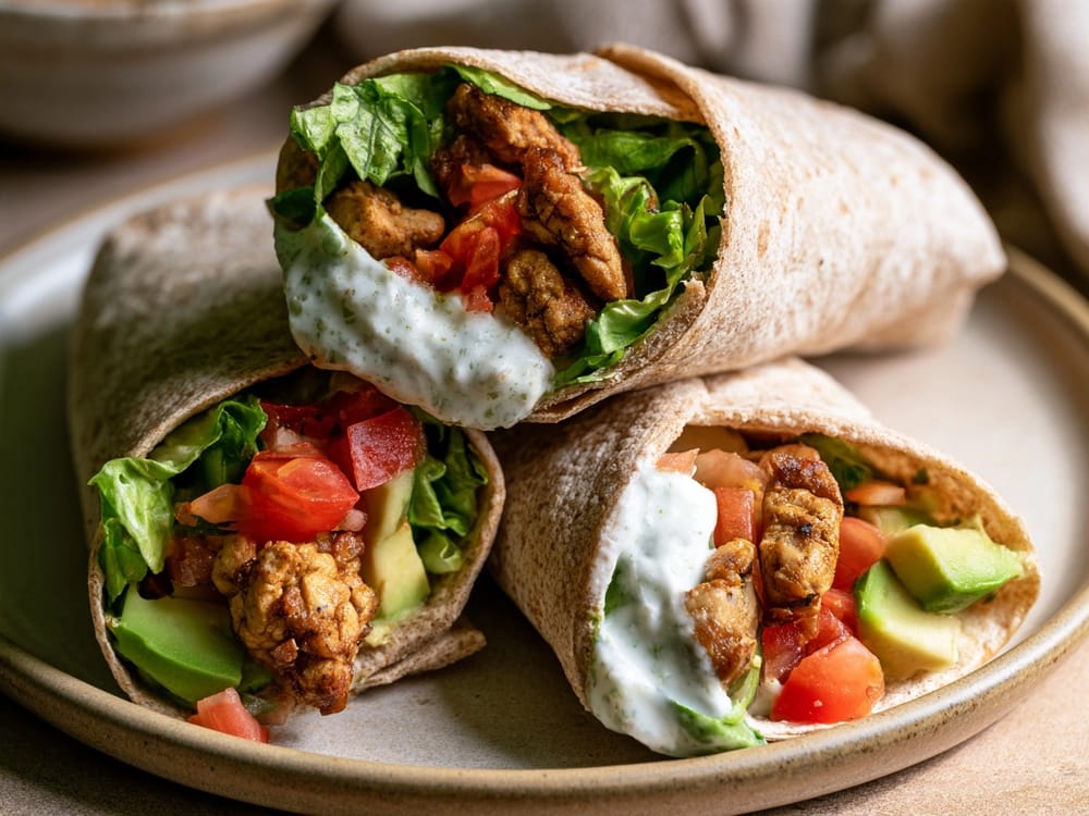 Soja-Taco-Wraps mit Joghurt-Limetten-Dip