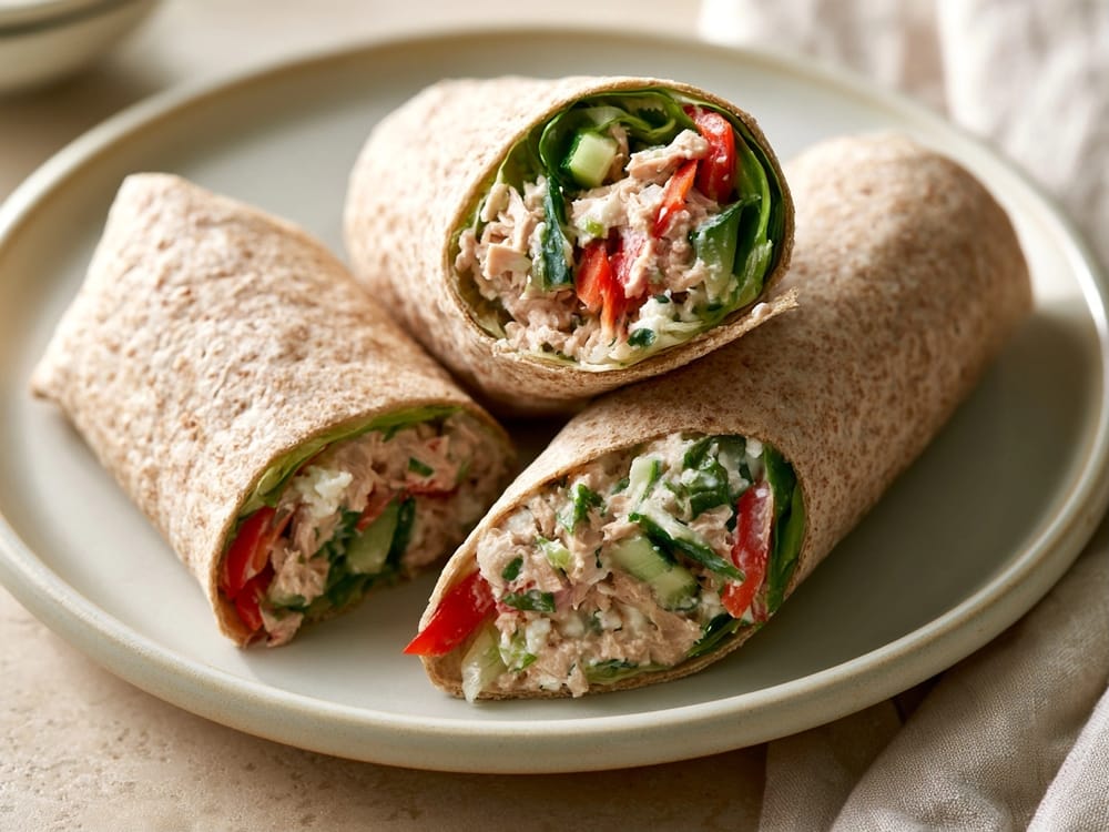 Thunfisch-Wraps mit körnigem Frischkäse