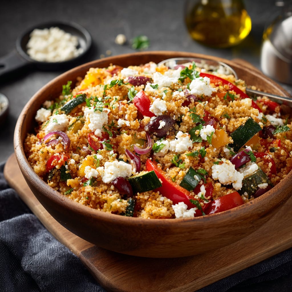 Schnelle Couscous-Gemüse-Bowl mit Feta
