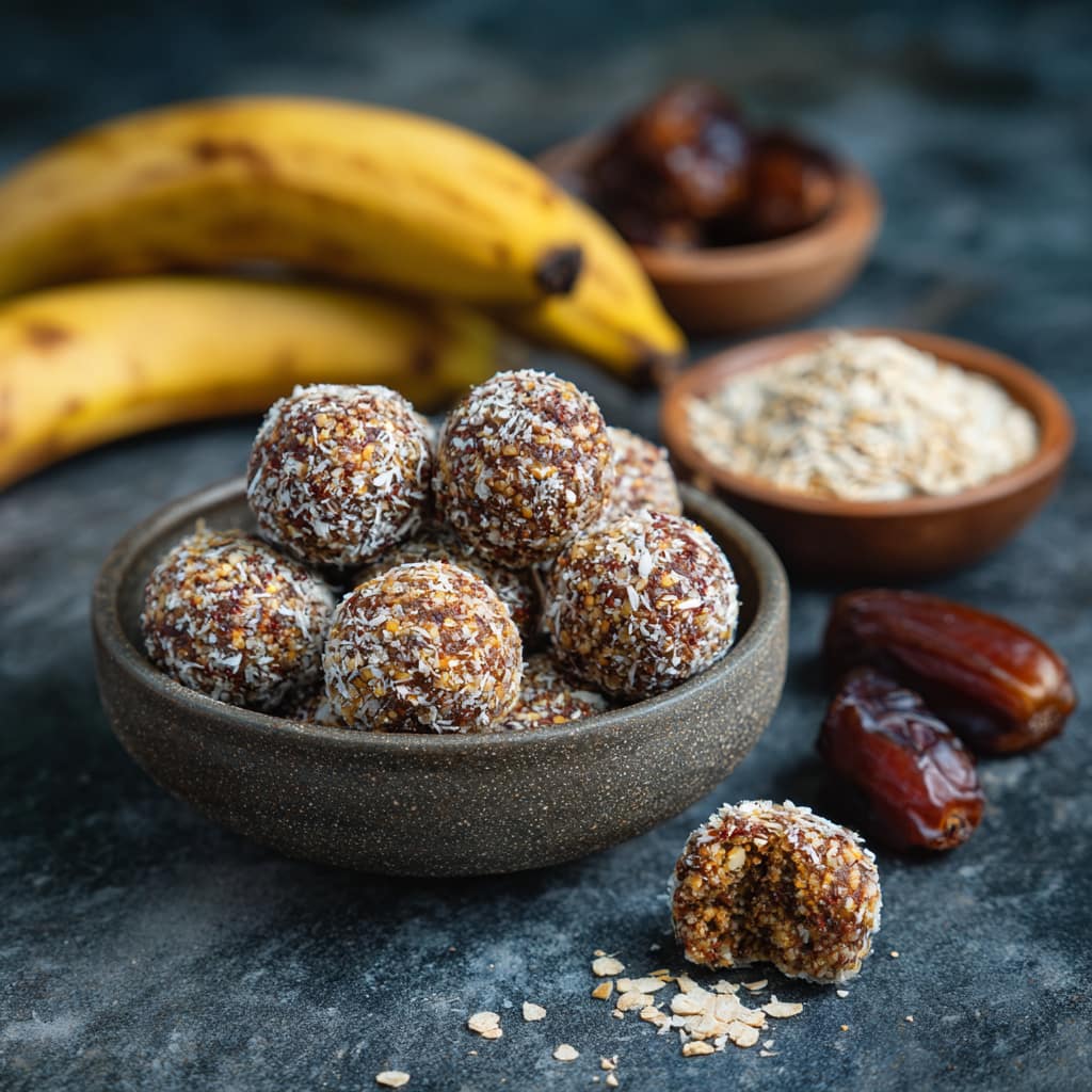 Bananen Energy Balls mit Haferflocken