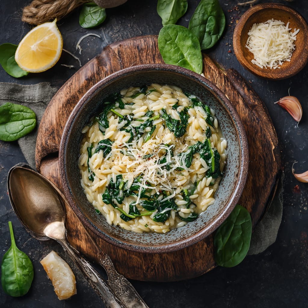 One-Pot-Orzo mit Spinat – cremig, schnell & sehr entspannt