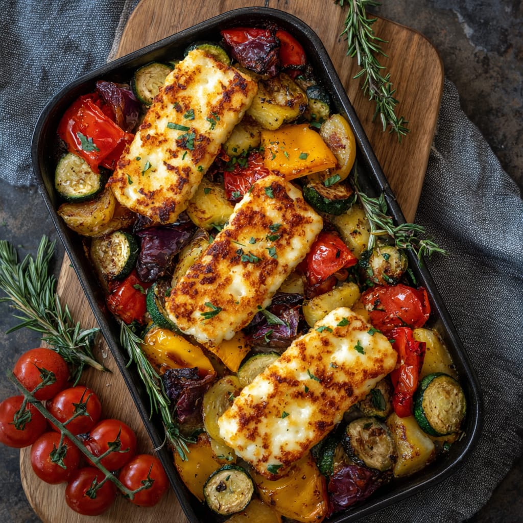 2 Halloumi-Gemüse-Blech