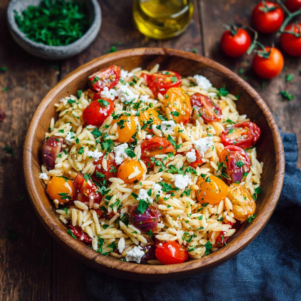 3 Orzo-Salat mit Feta und Tomaten
