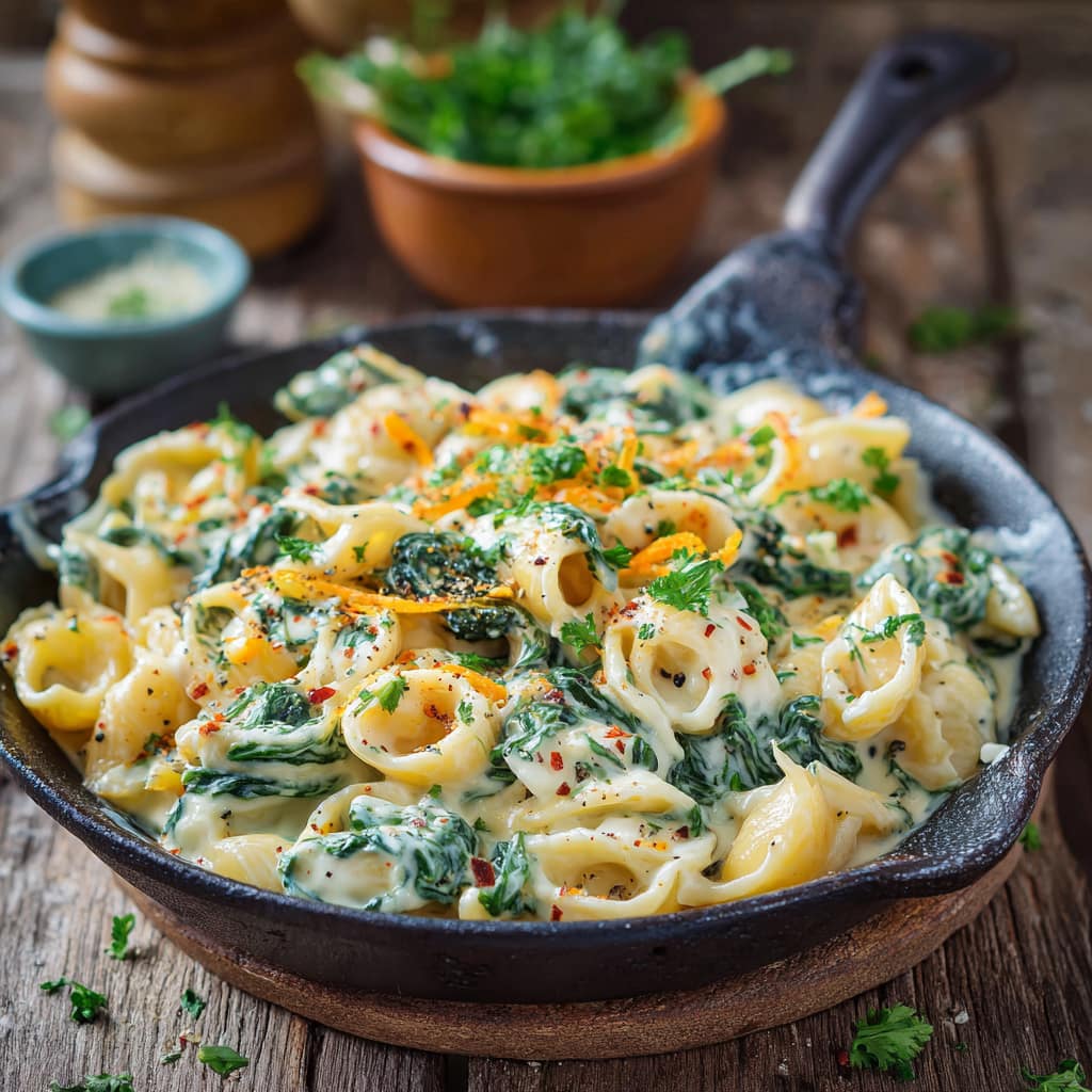 Cremige_Spinat-Frischkase-Pasta