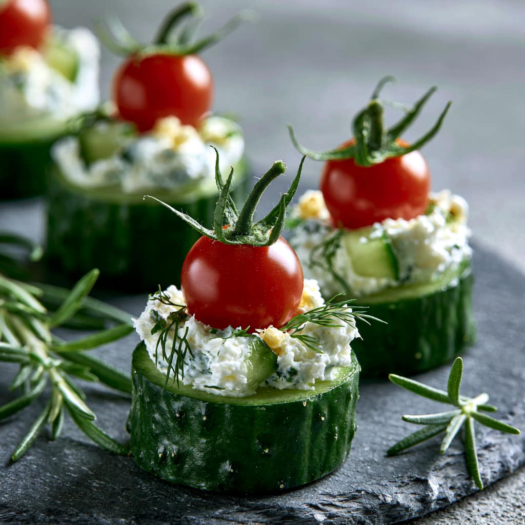 Gurken Häppchen mit Frischkäse