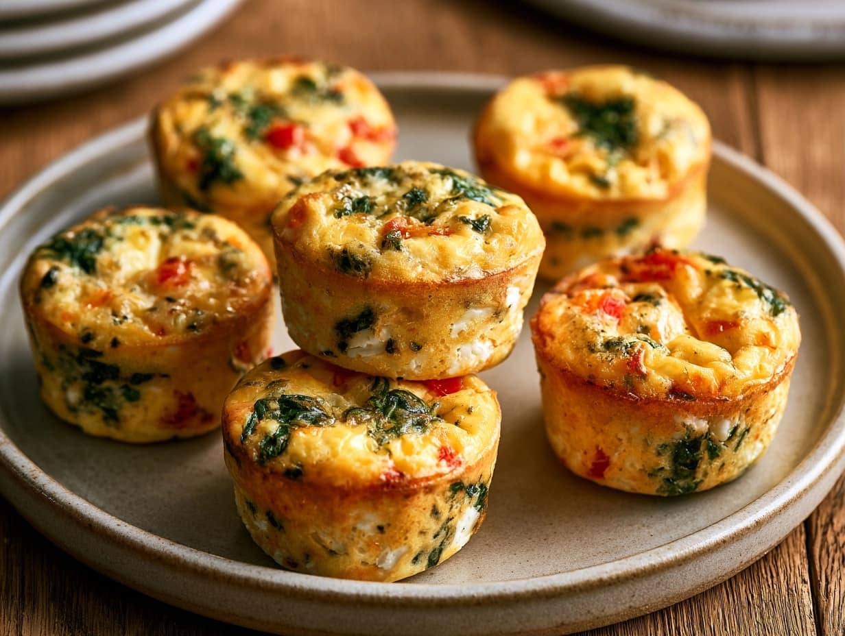 Herzhafte Eiermuffins mit Spinat und Paprika