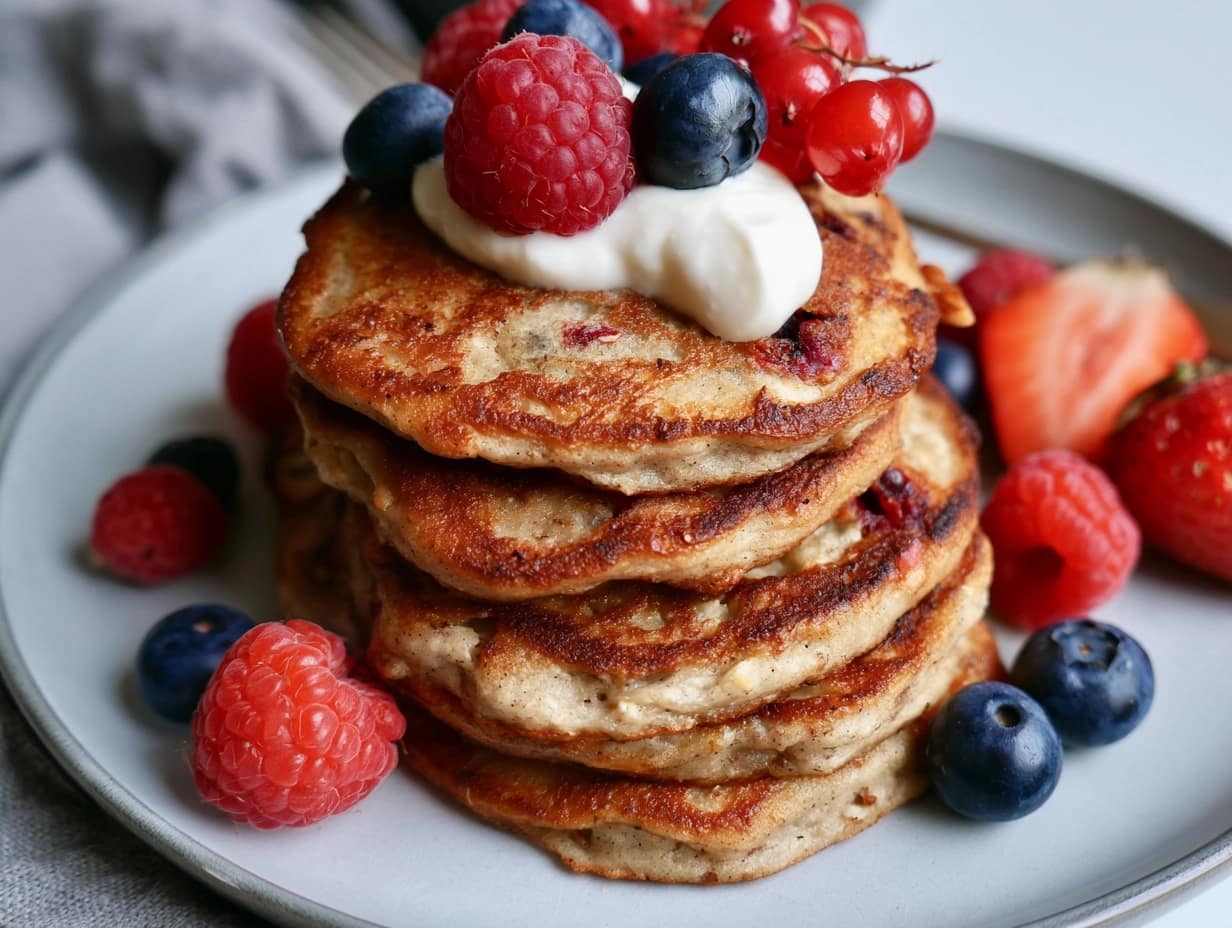 Protein-Pfannkuchen-Minis mit Skyr und Beeren