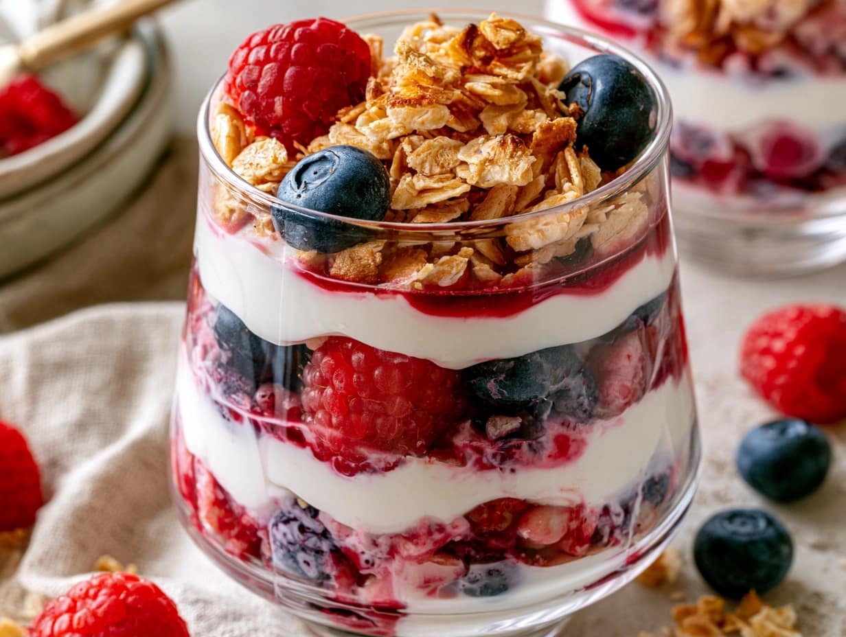 Quark-Beeren-Glas mit Hafer-Crunch
