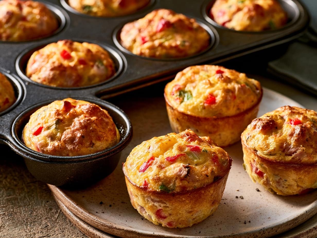 Herzhafte Thunfisch-Ei-Muffins aus dem Ofen