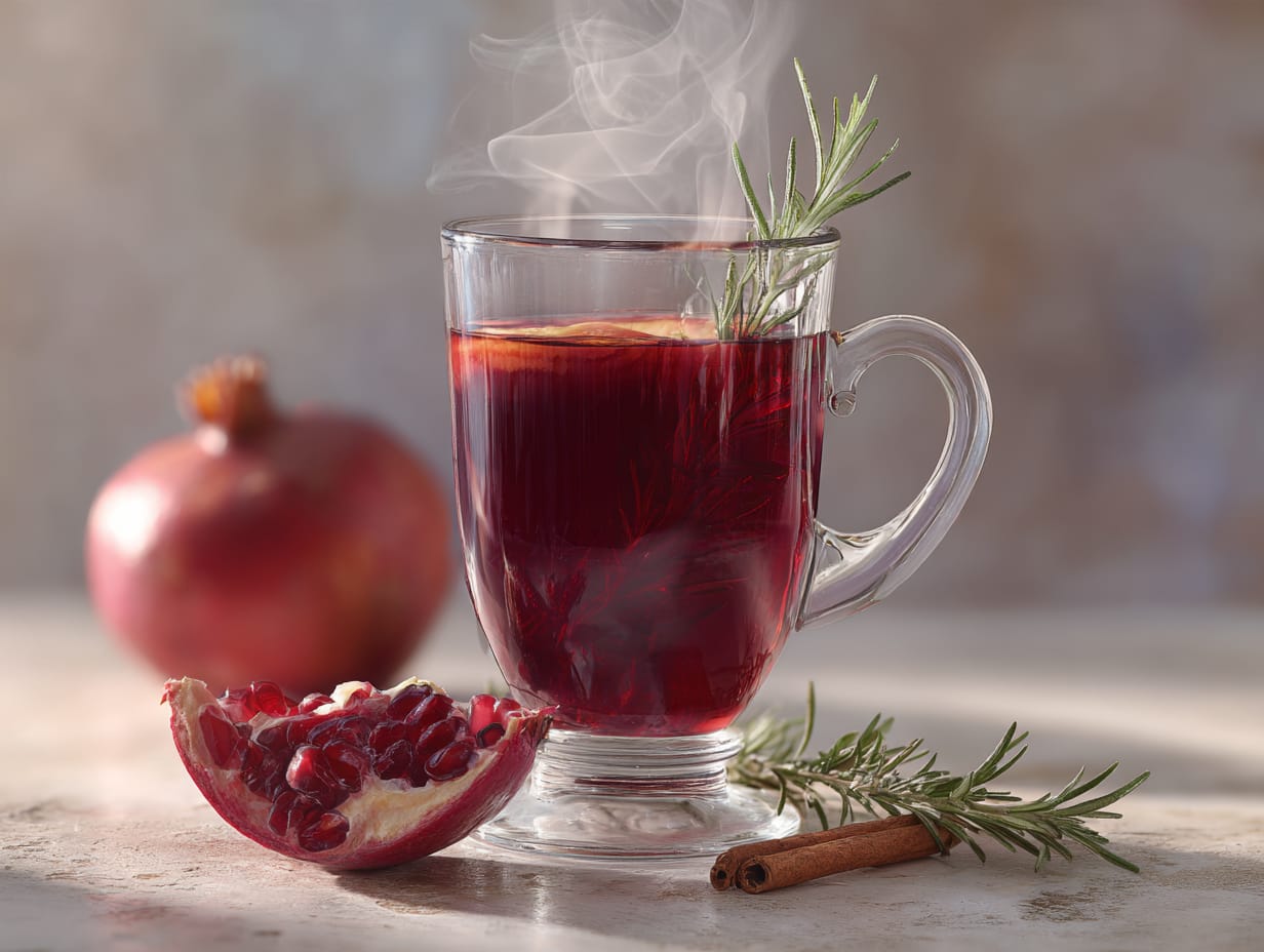 Granatapfel-Glühwein mit Rosmarin