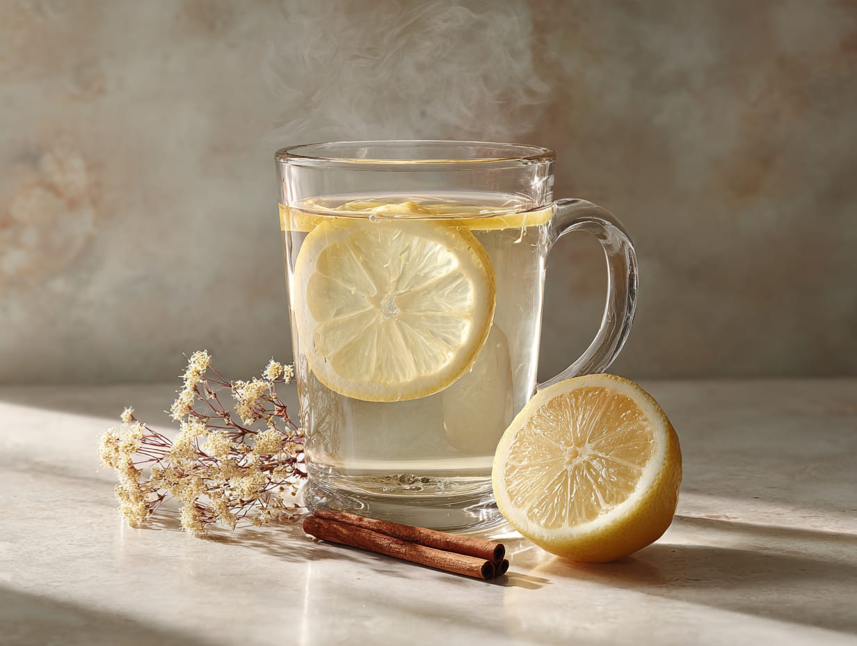 Weißer Glühwein mit Holunder und Zitrone