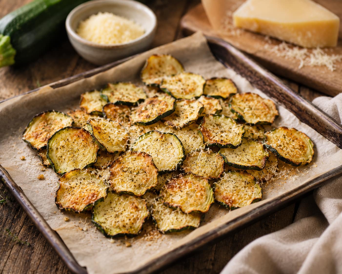 1 Parmesan Zucchini Chips aus dem Ofen