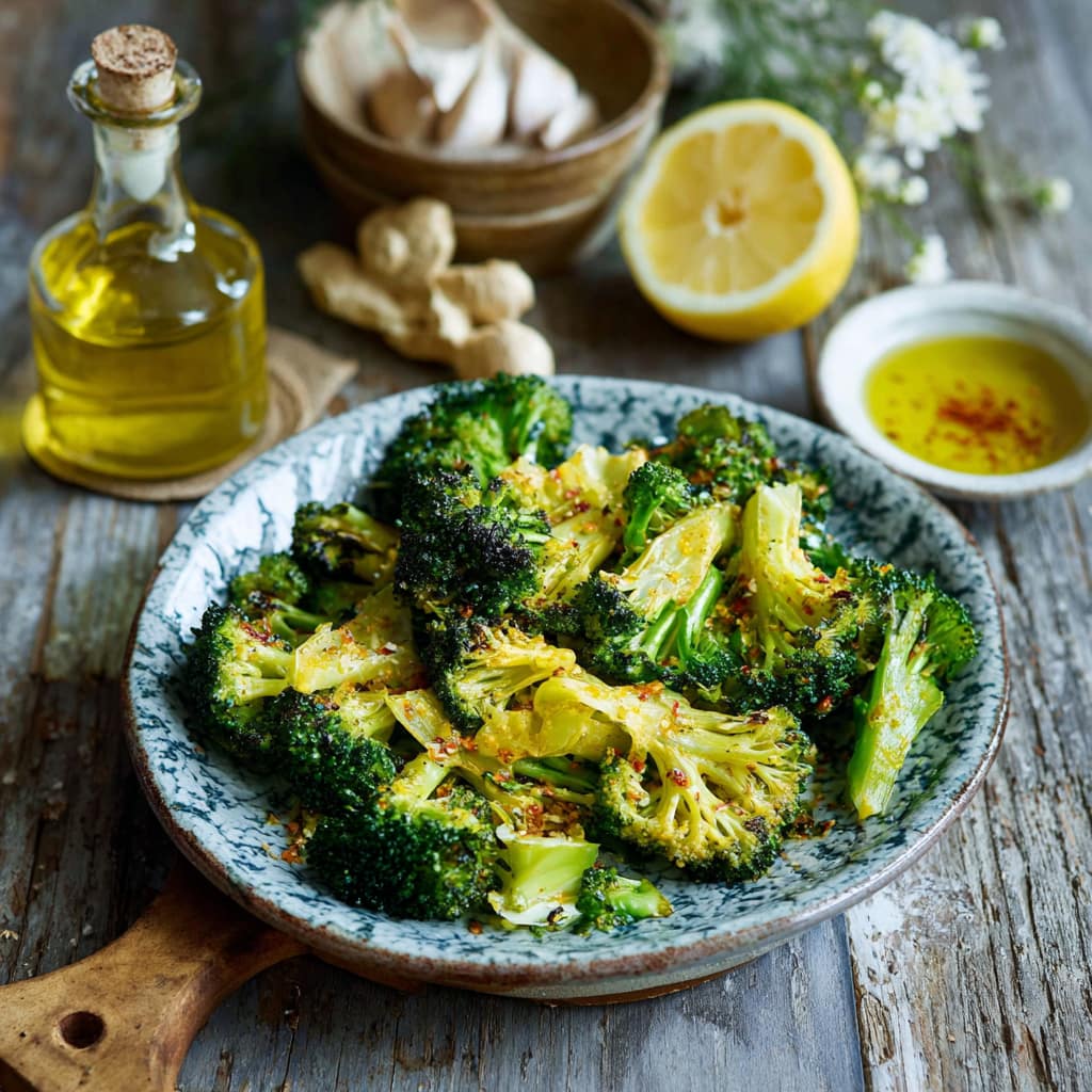 Knuspriger Ofenbrokkoli mit Zitronenöl