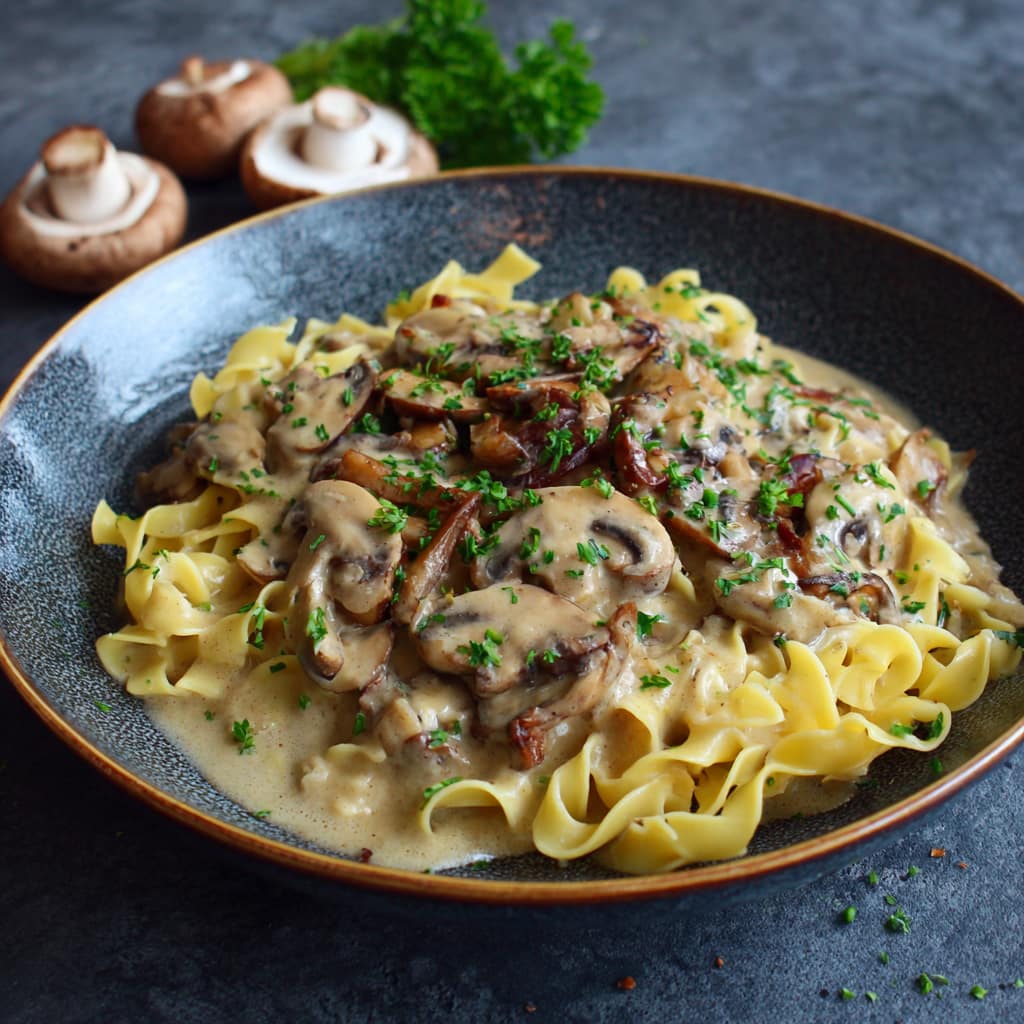 Cremige Champignonpfanne mit Nudeln – schnell & gemütlich