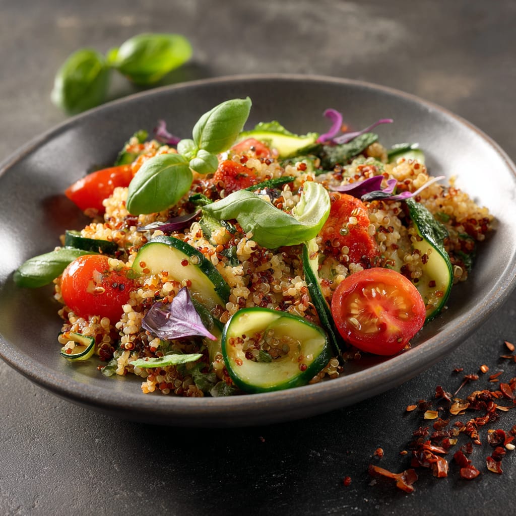 Quinoa-Salat mit Gurke, Tomate & Kräutern