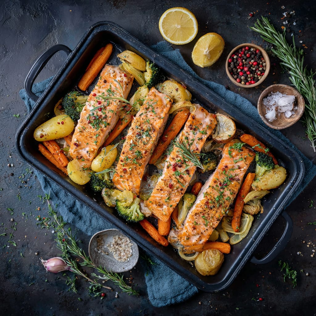 Lachs mit Ofengemüse – leicht, gesund & aromatisch